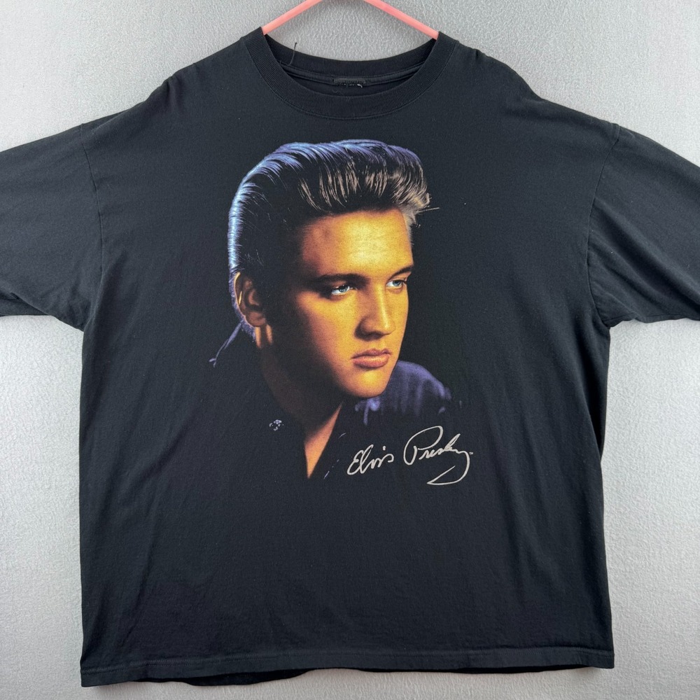 Vintage Elvis Presley Shirt Mens 3XL Black Short Sleeve Tee 90s Y2K